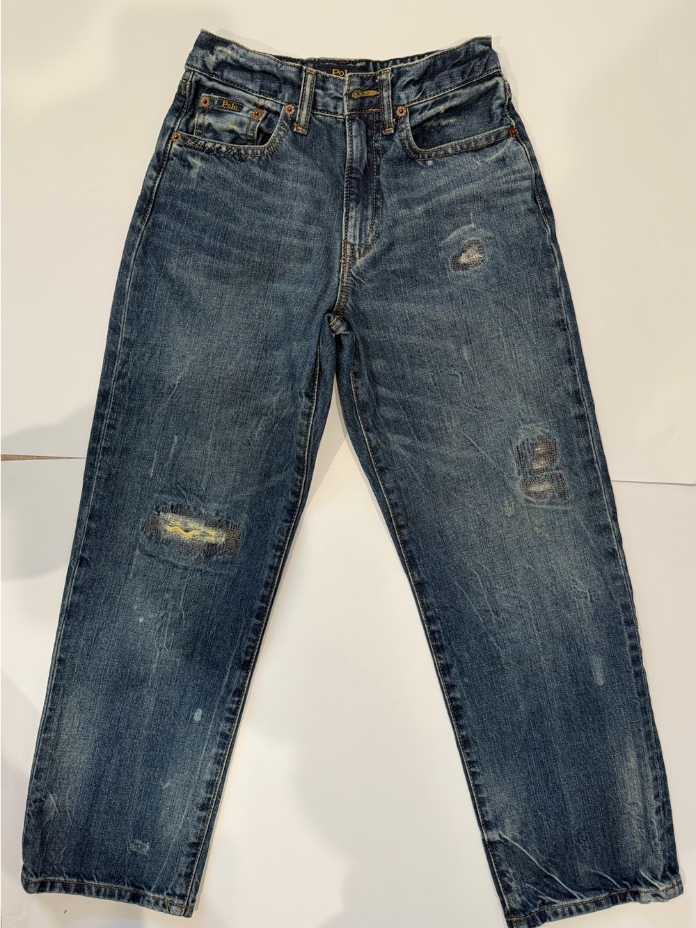 Polo by Ralph Lauren Distressed Dark Blue Relaxed Kids Jeans